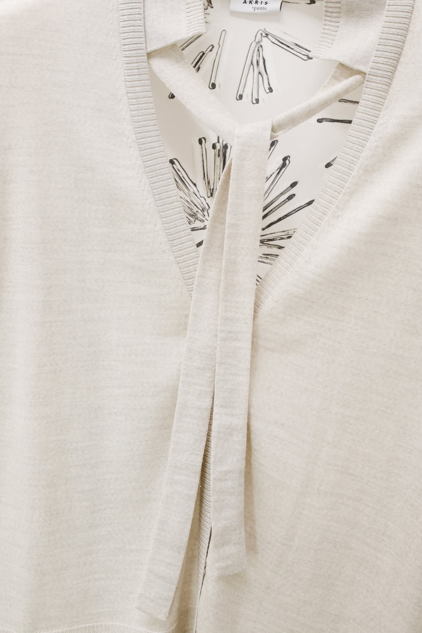 Akris Punto AW/15 Abstract Floral-Print Wool and Silk Beige Cardigan