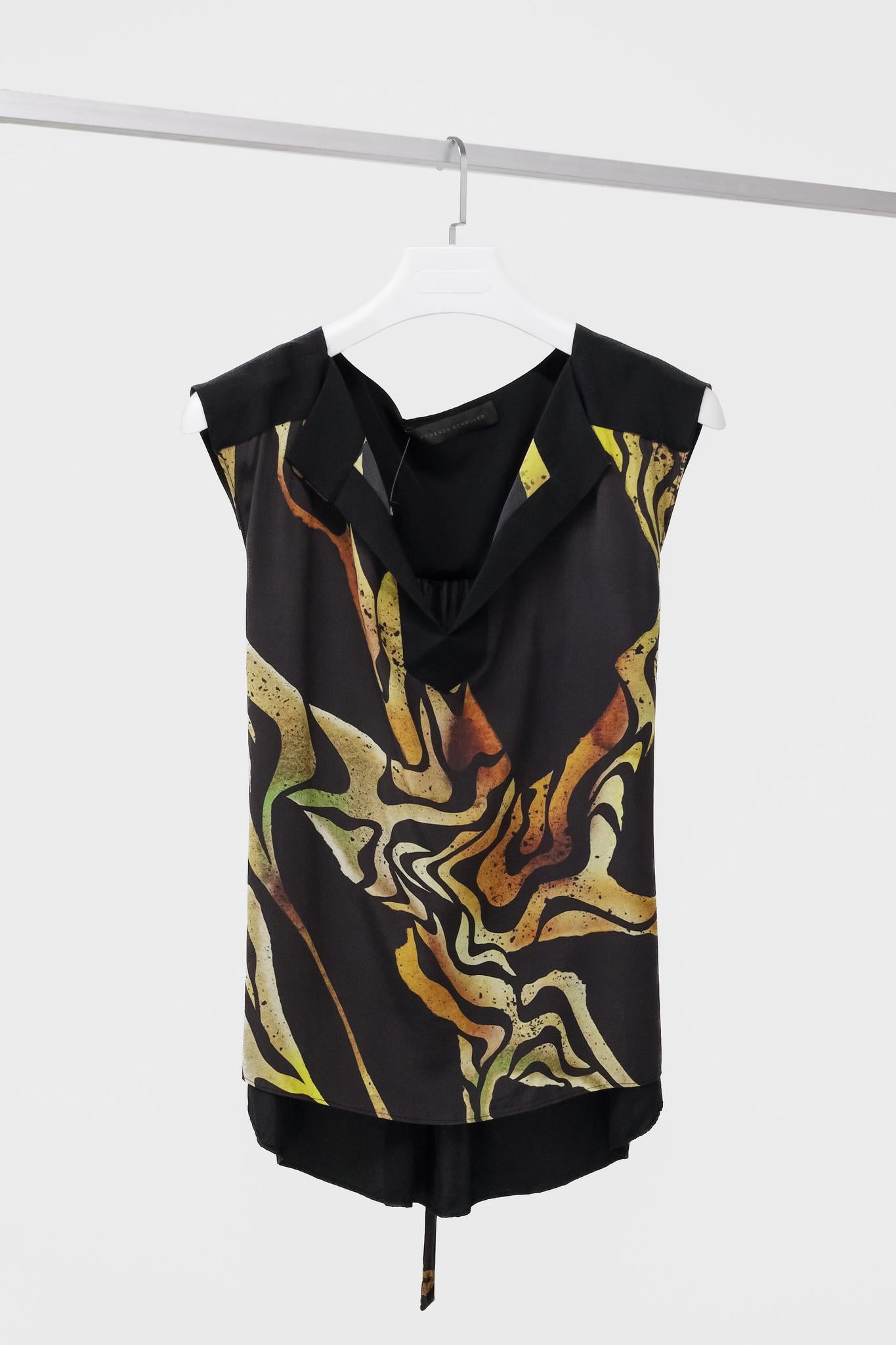 Proenza Schouler Sleeveless Abstract Print Silk Top