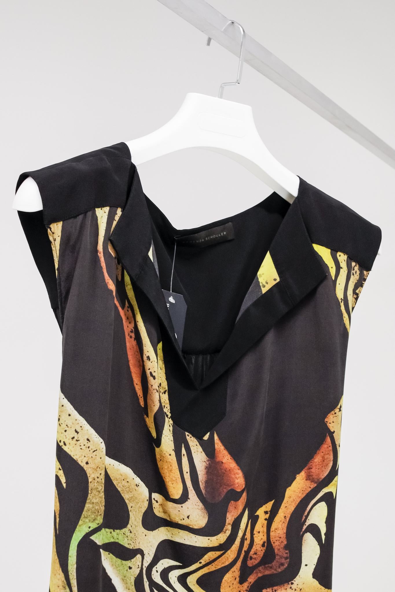 Proenza Schouler Sleeveless Abstract Print Silk Top