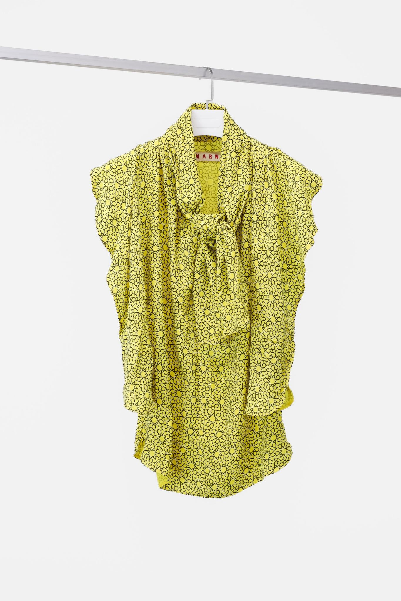 Marni AW/11 Geometric Tie Neck Ruffle Blouse
