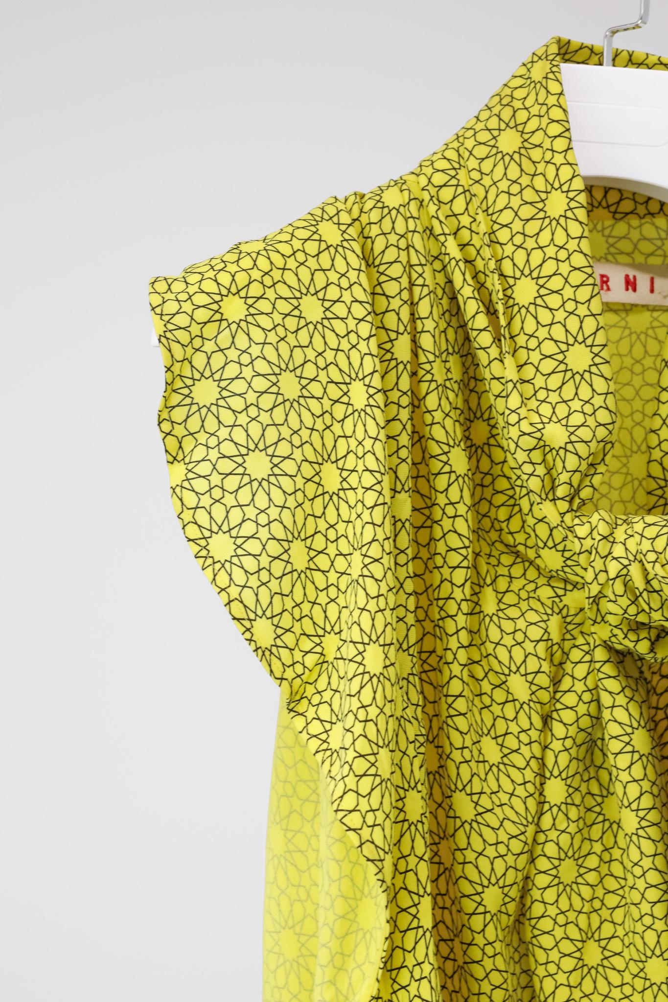 Marni AW/11 Geometric Tie Neck Ruffle Blouse