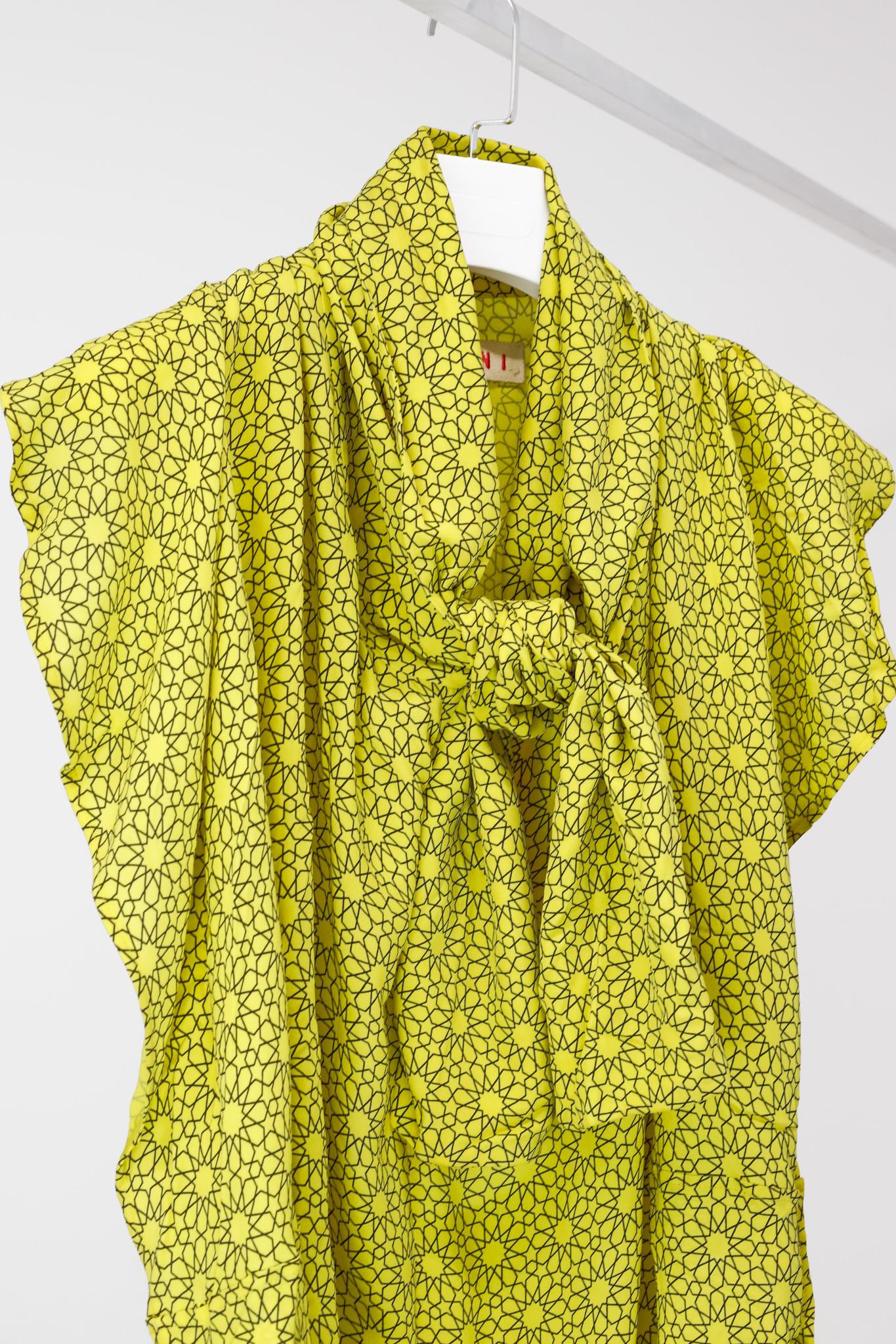 Marni AW/11 Geometric Tie Neck Ruffle Blouse