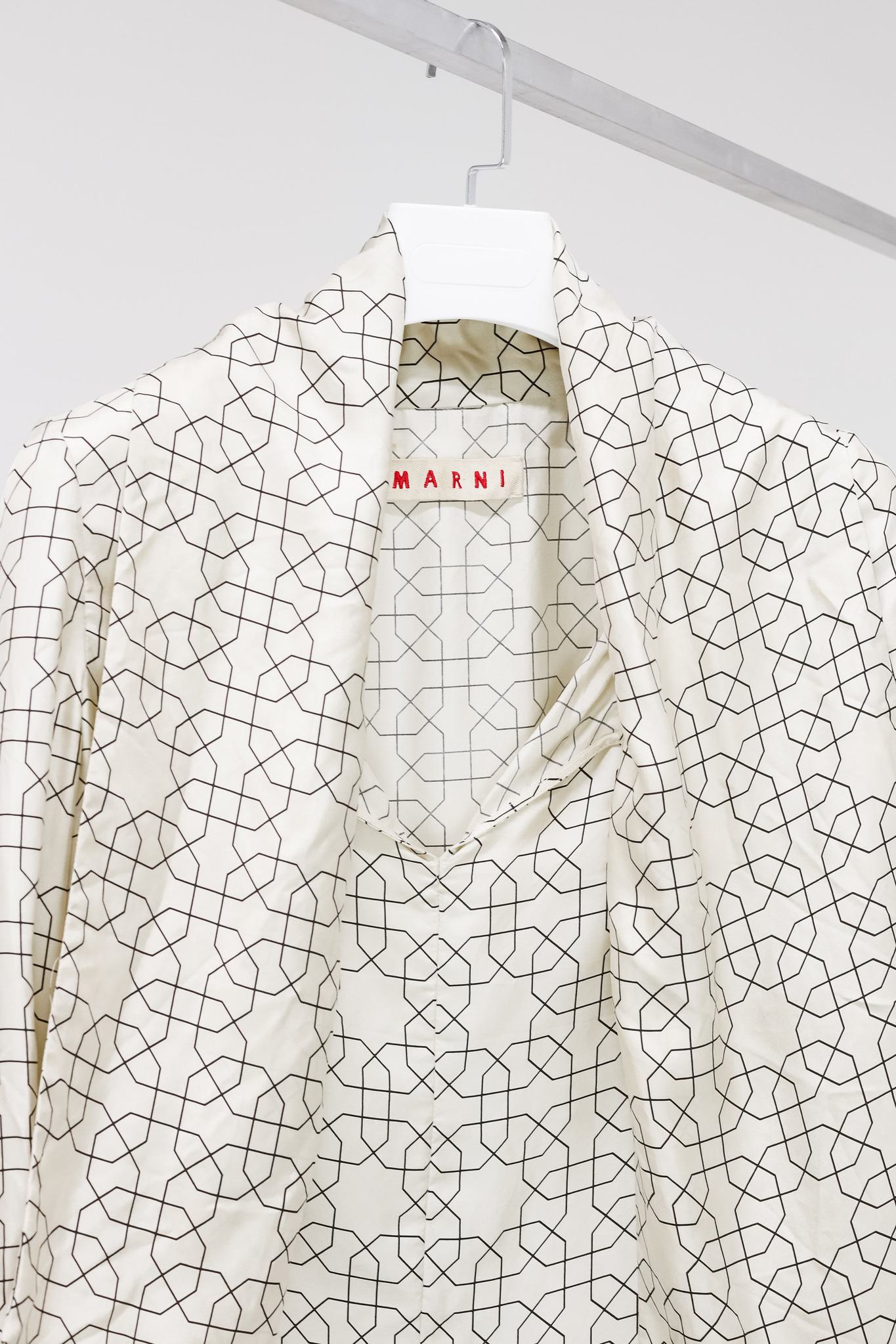 Marni AW/11 Geometric Print Tie Neck Blouse
