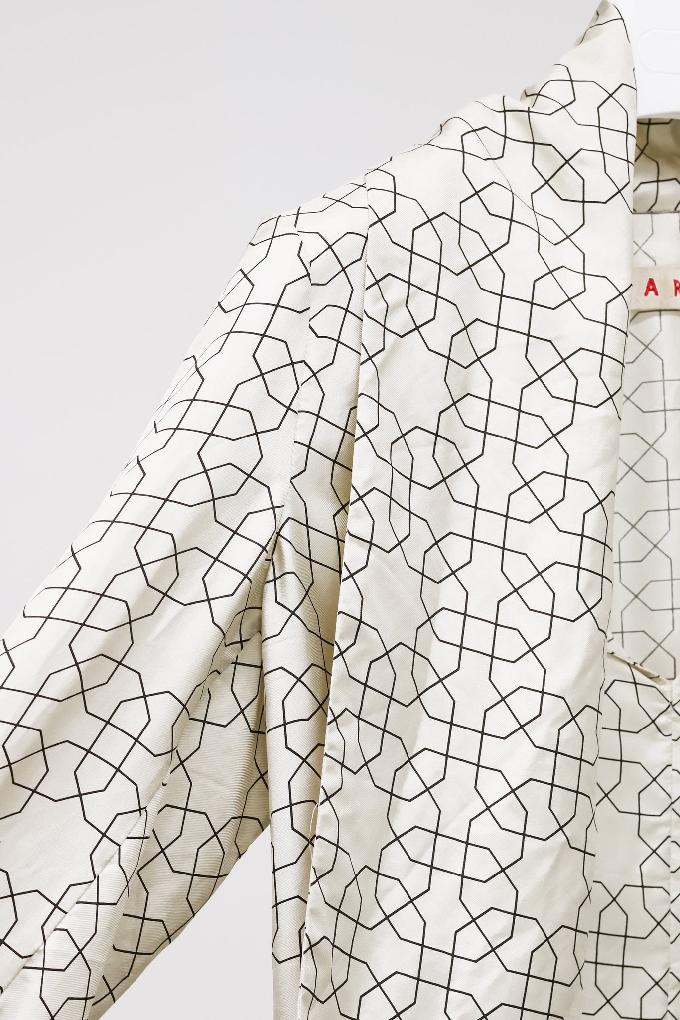 Marni AW/11 Geometric Print Tie Neck Blouse