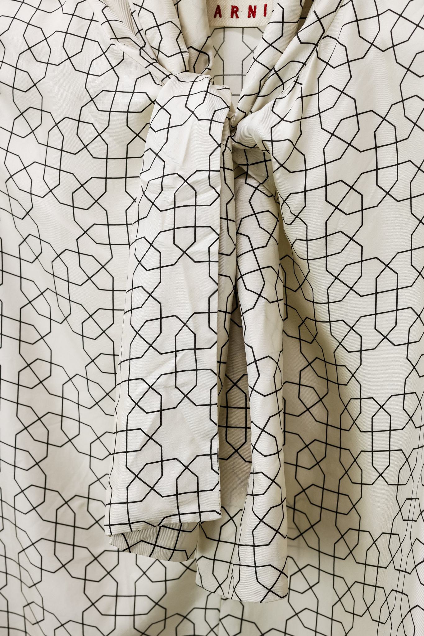 Marni AW/11 Geometric Print Tie Neck Blouse