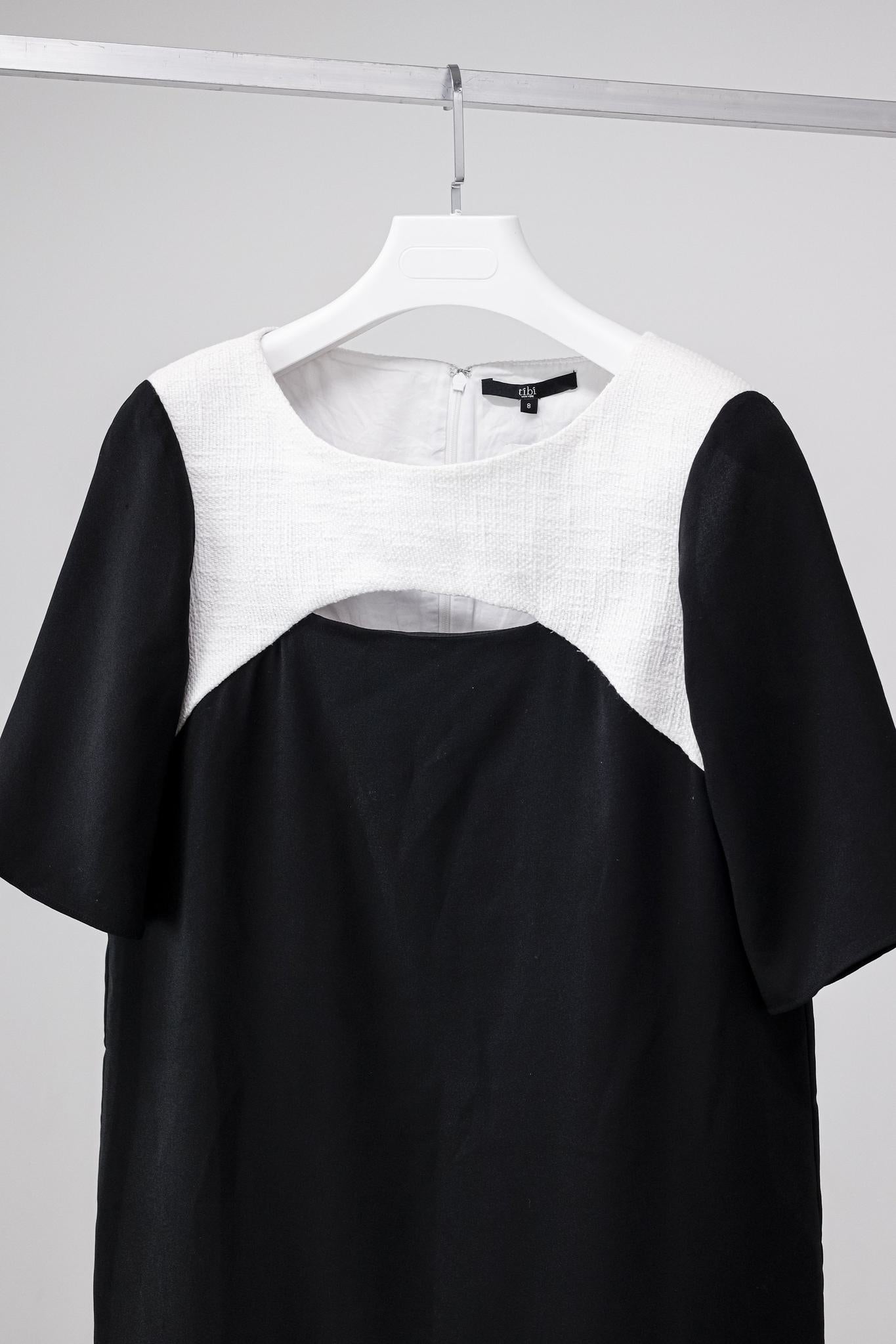 Tibi Alexa Two-Tone Peekaboo Shift Dress