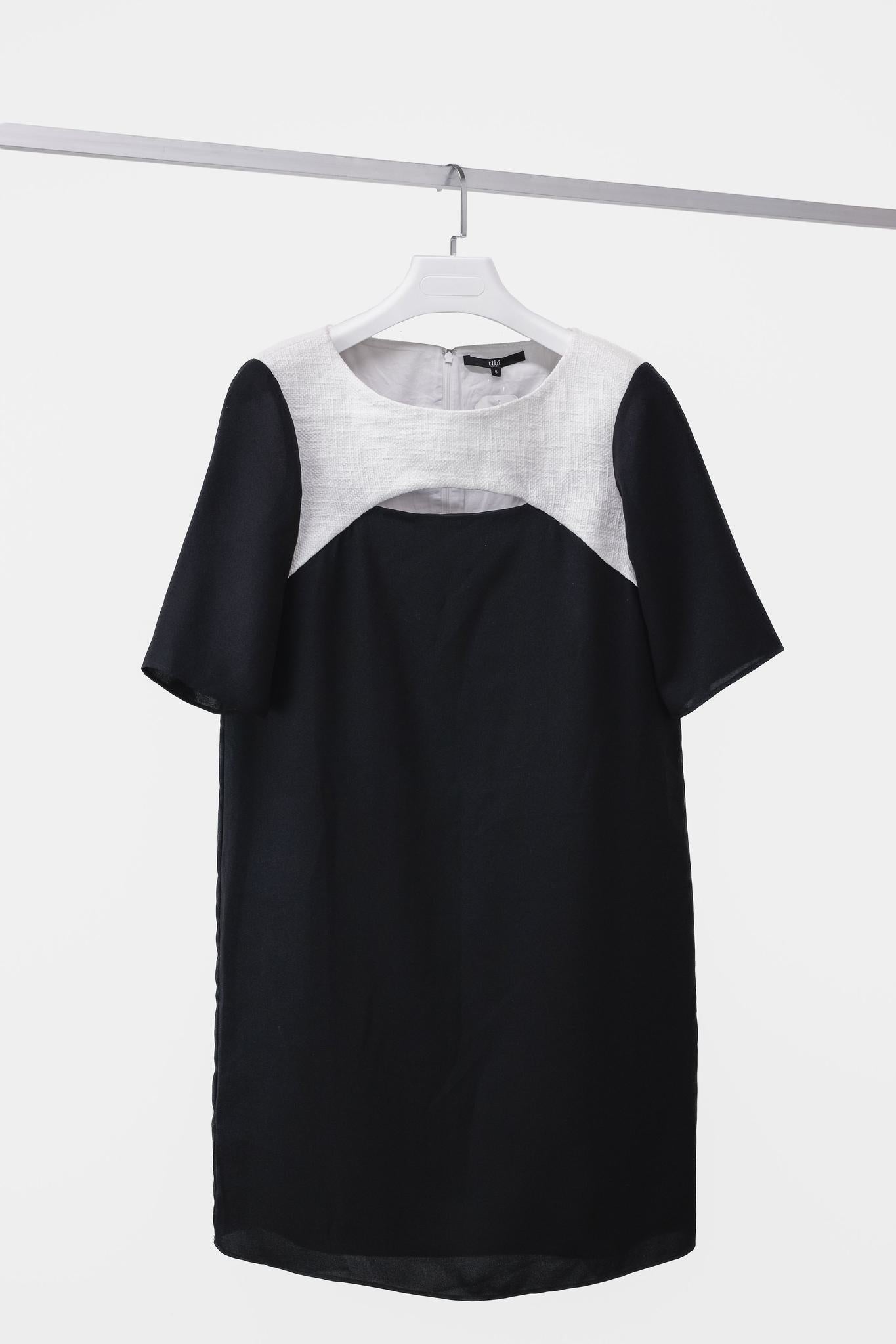 Tibi Alexa Two-Tone Peekaboo Shift Dress