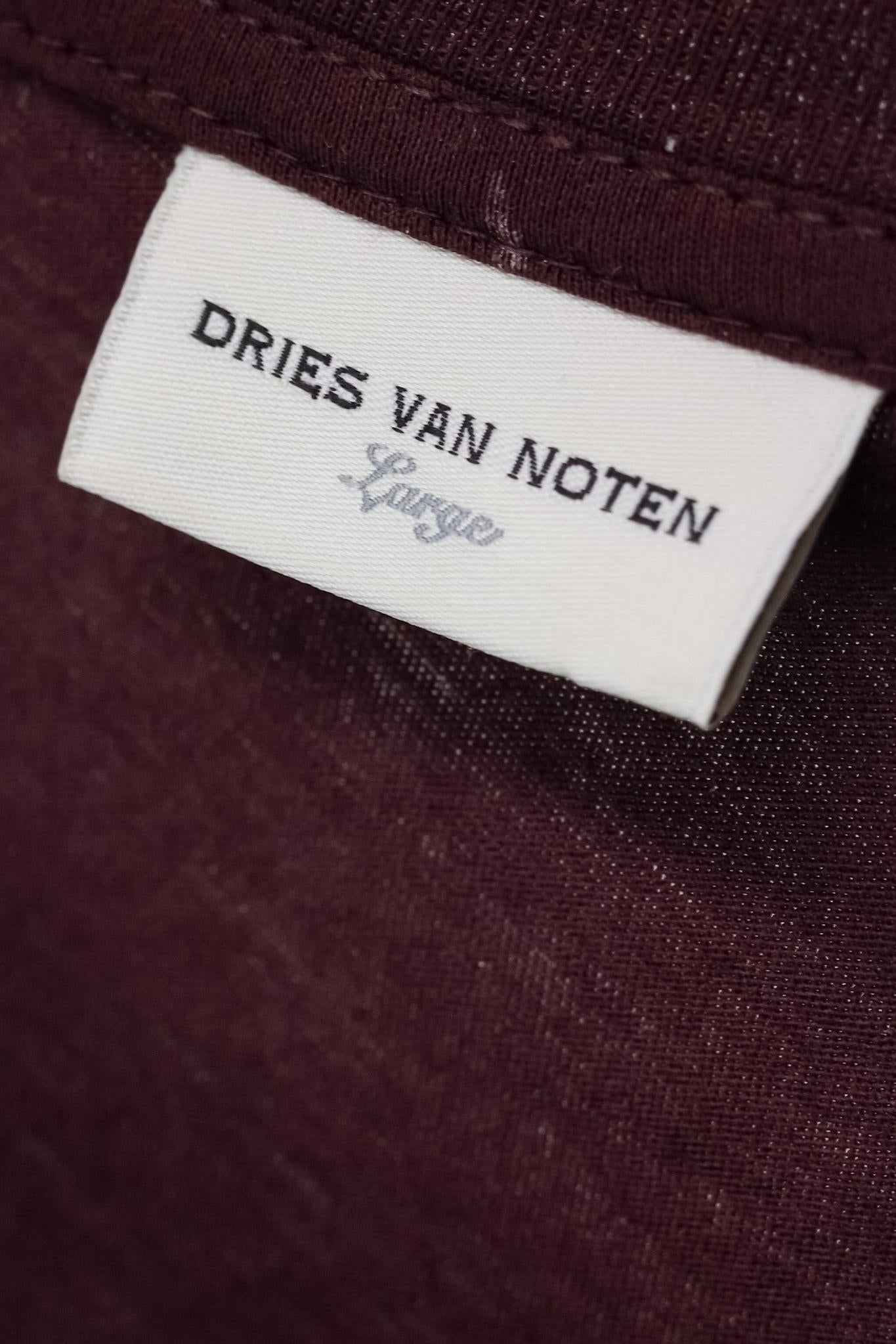 Dries Van Noten Burgundy Striped Silk Tee
