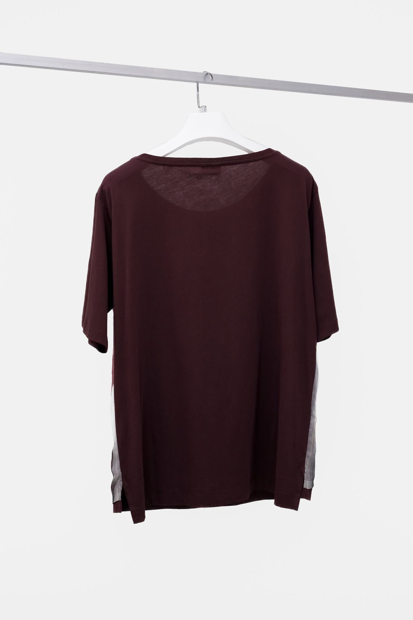 Dries Van Noten Burgundy Striped Silk Tee