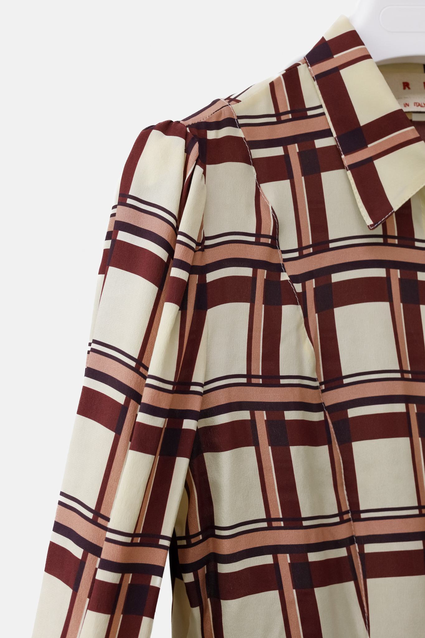 Marni Cream Plaid Silk Blouse