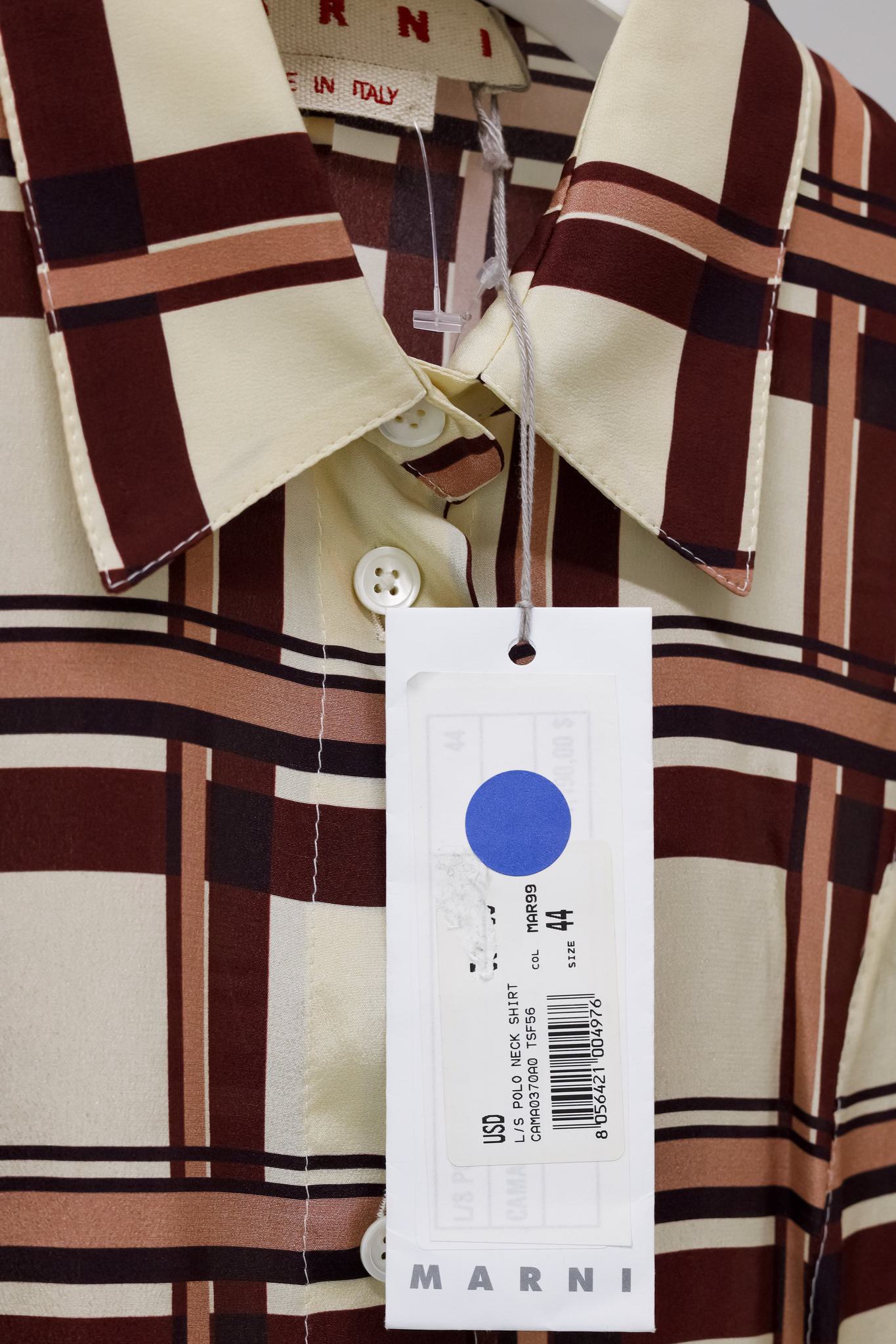 Marni Cream Plaid Silk Blouse