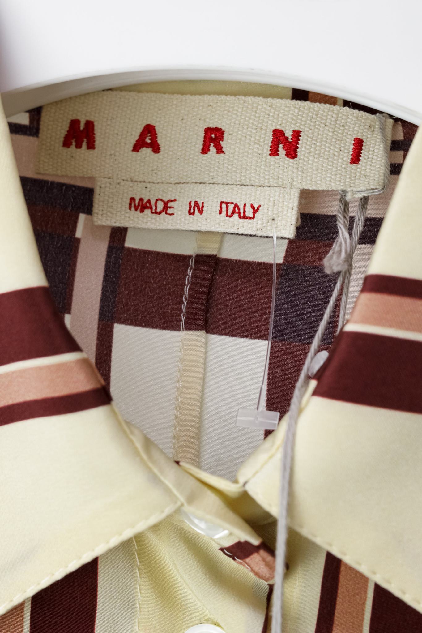 Marni Cream Plaid Silk Blouse