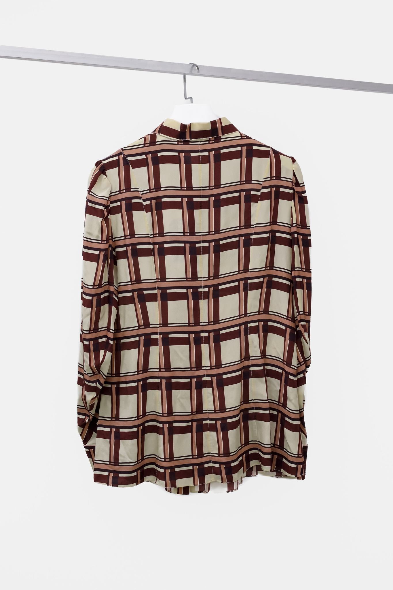 Marni Cream Plaid Silk Blouse