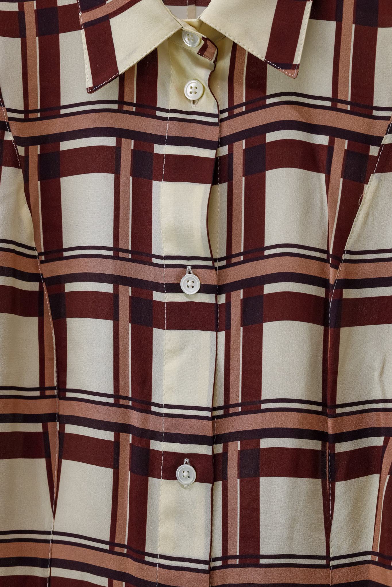 Marni Cream Plaid Silk Blouse