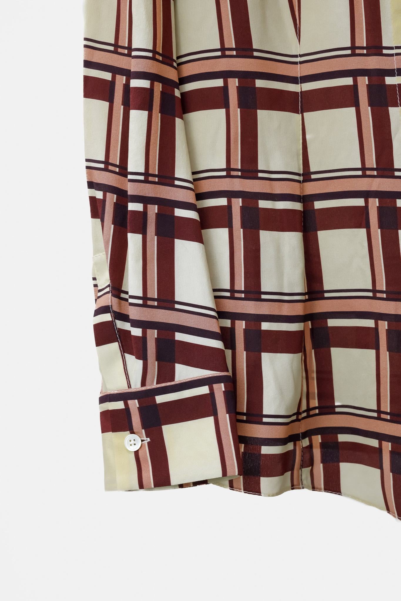 Marni Cream Plaid Silk Blouse