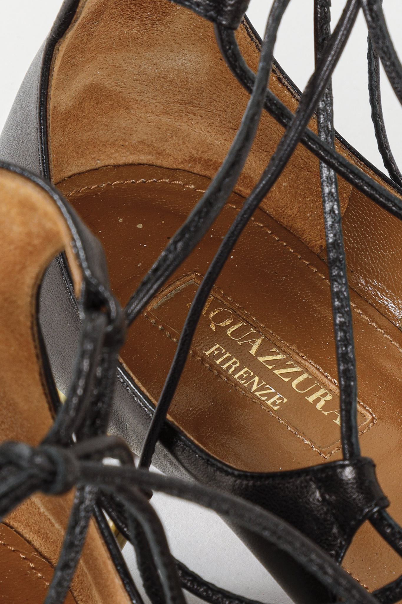 Aquazzura Pointed Toe Lace-up Flats