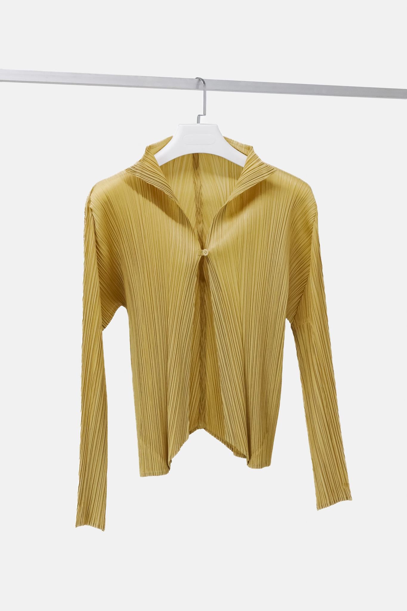 Issey Miyake Pleats Please Single Tan Button Jacket