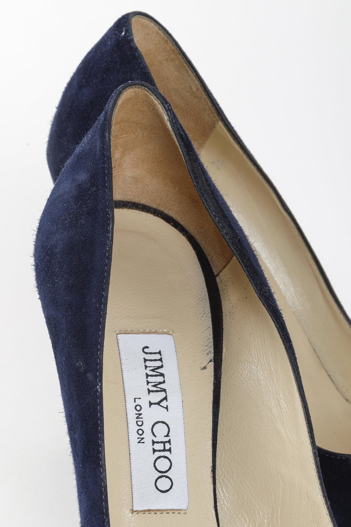 Jimmy Choo Navy Blue Suede Dahlia Platform Pumps