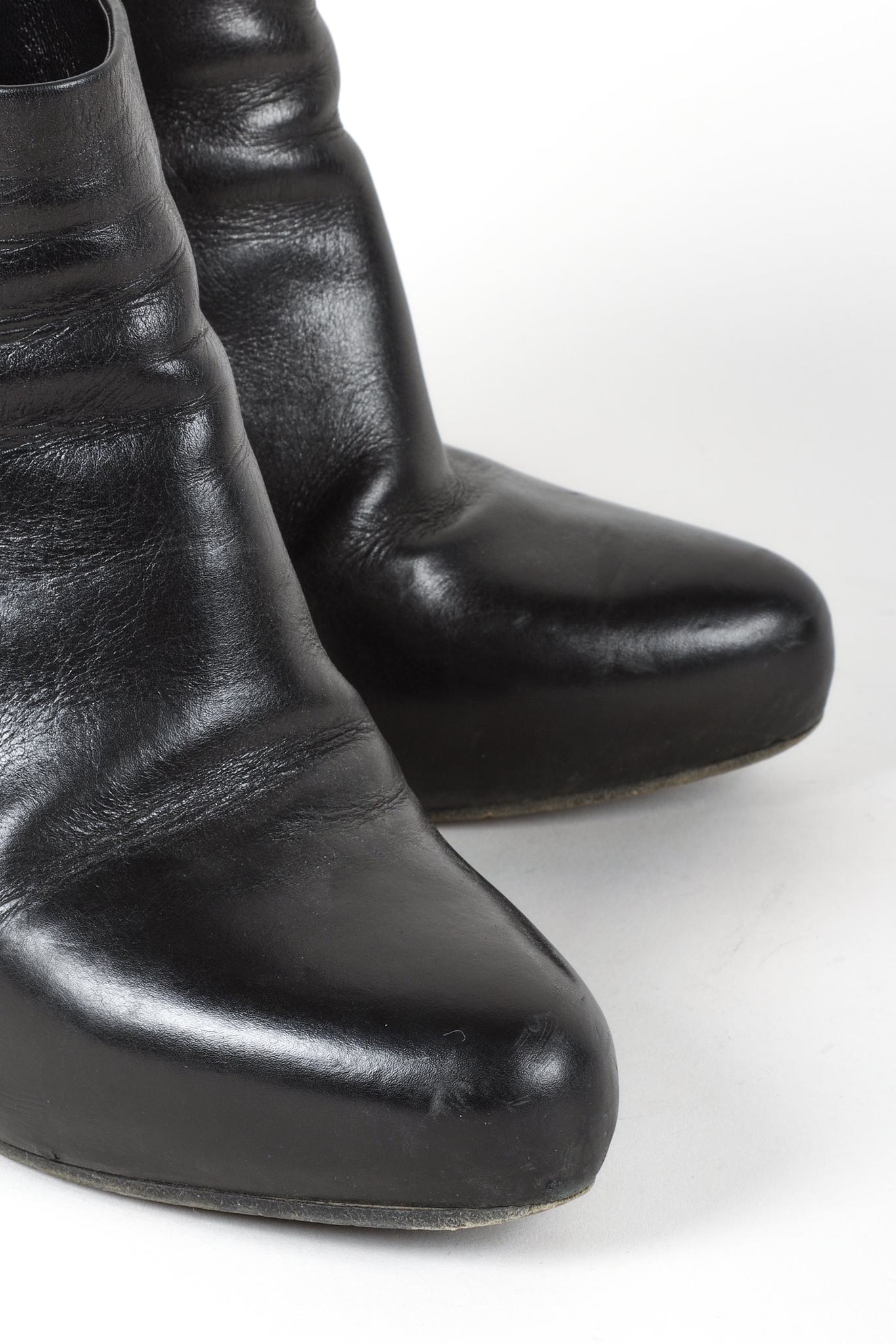 Prada Black Leather Block Heel Ankle Booties