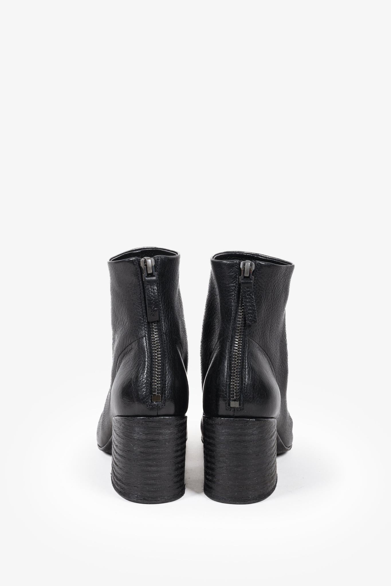 Marsèll Black Leather Ankle Boots with Block Heel