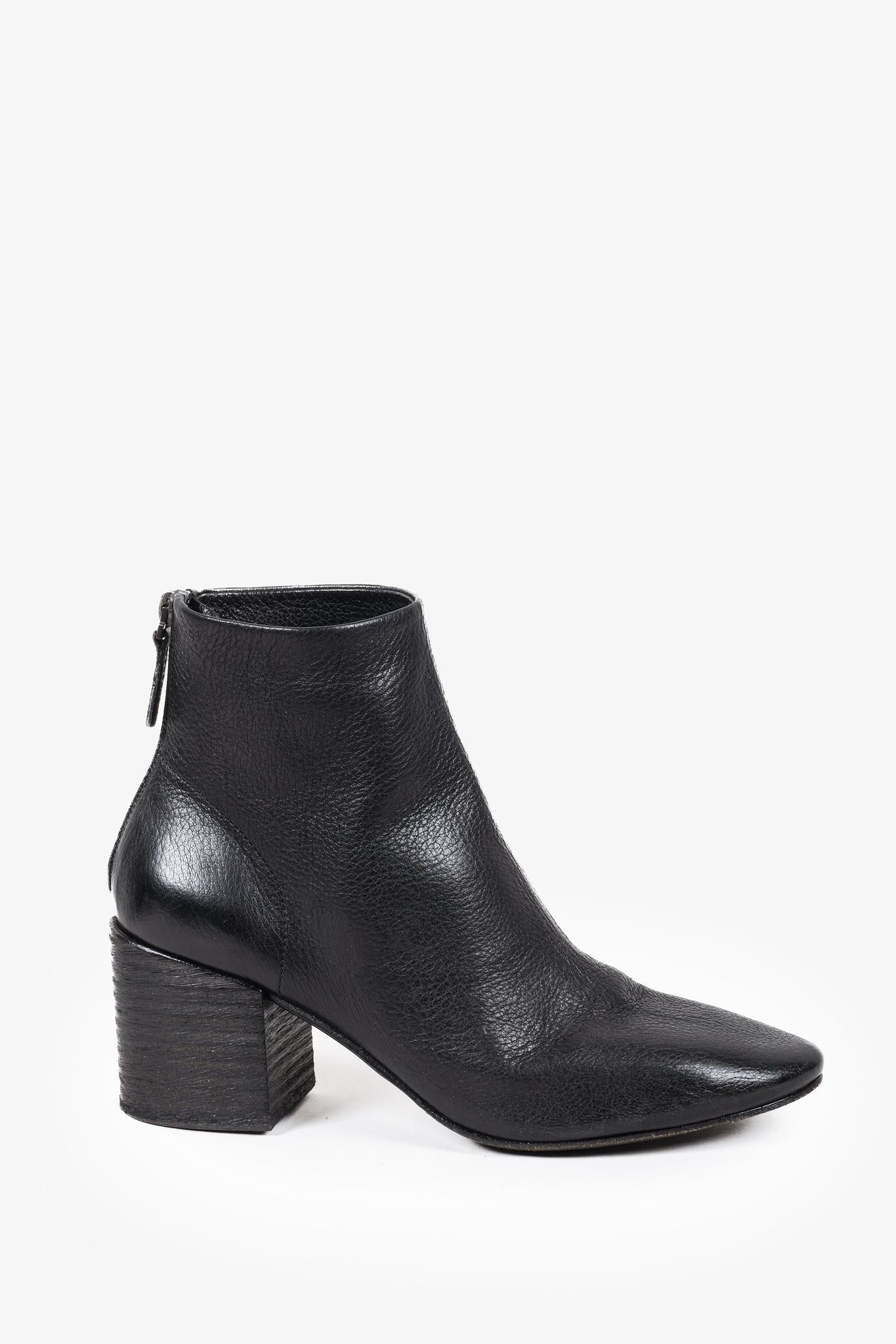 Marsèll Black Leather Ankle Boots with Block Heel