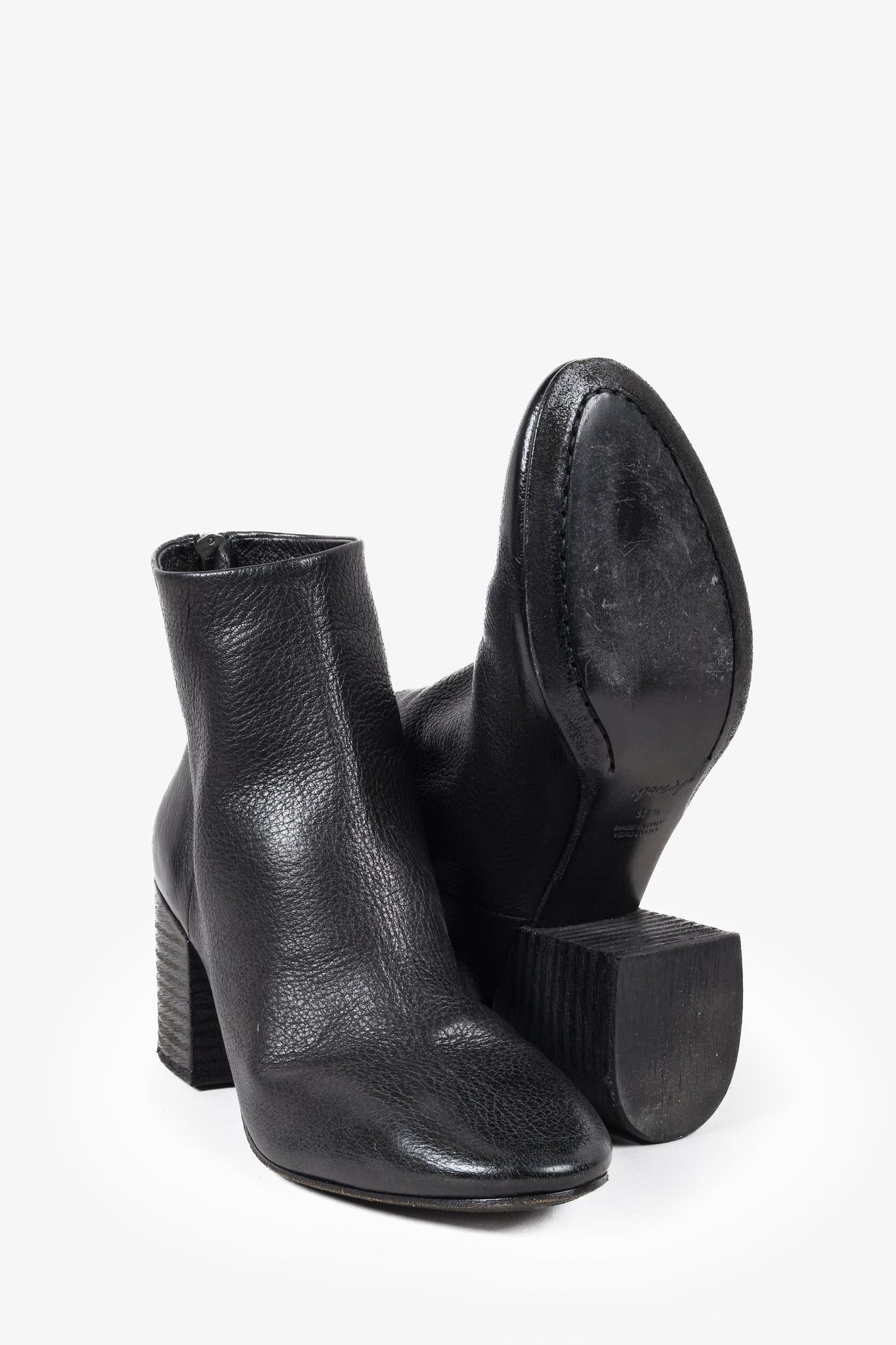 Marsèll Black Leather Ankle Boots with Block Heel