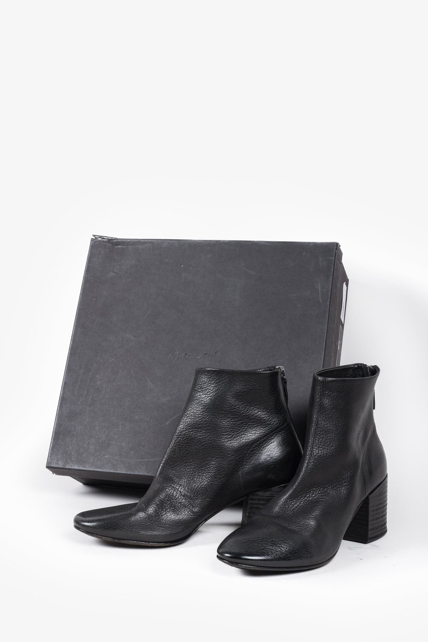 Marsèll Black Leather Ankle Boots with Block Heel