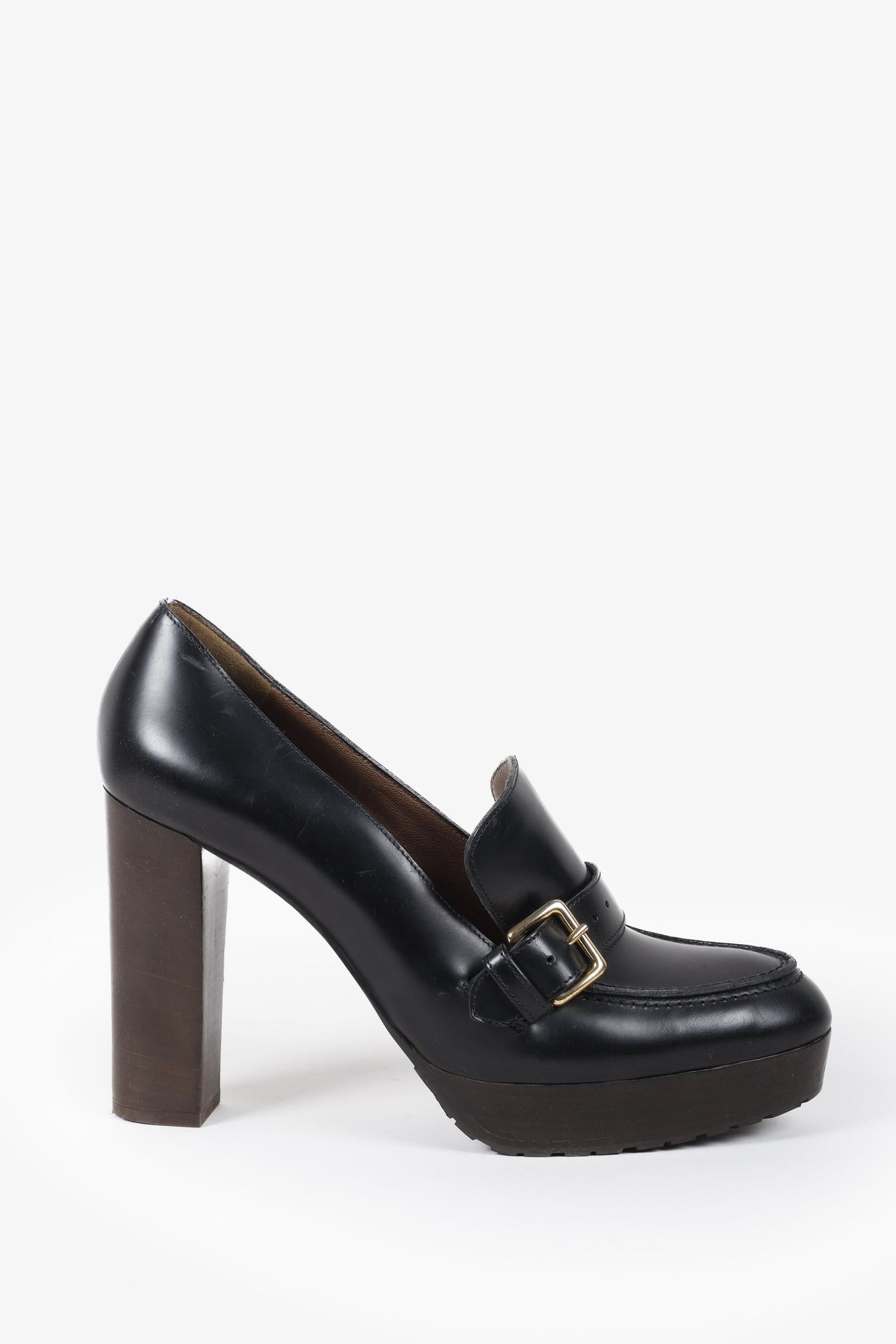 Marni Black Platform Buckle Loafer Pumps