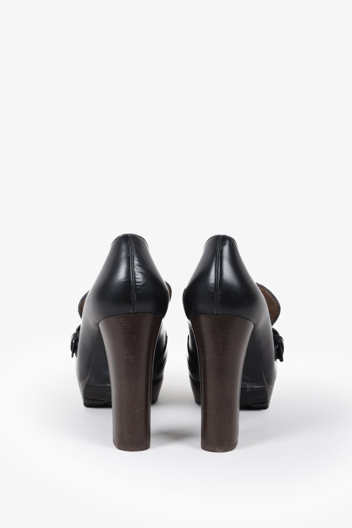 Marni Black Platform Buckle Loafer Pumps