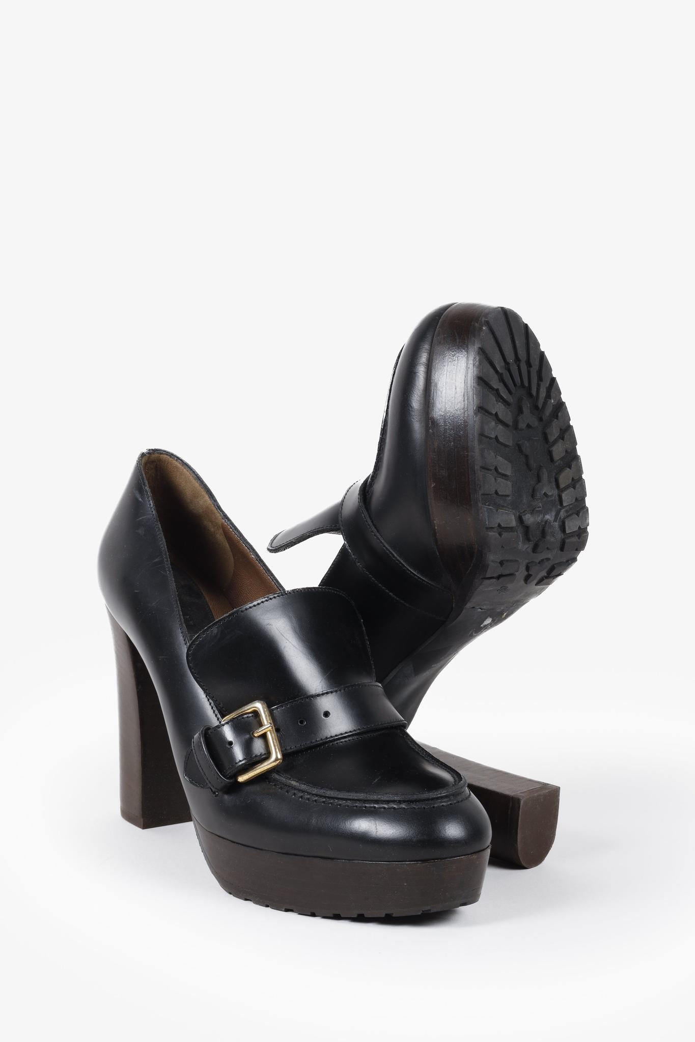 Marni Black Platform Buckle Loafer Pumps