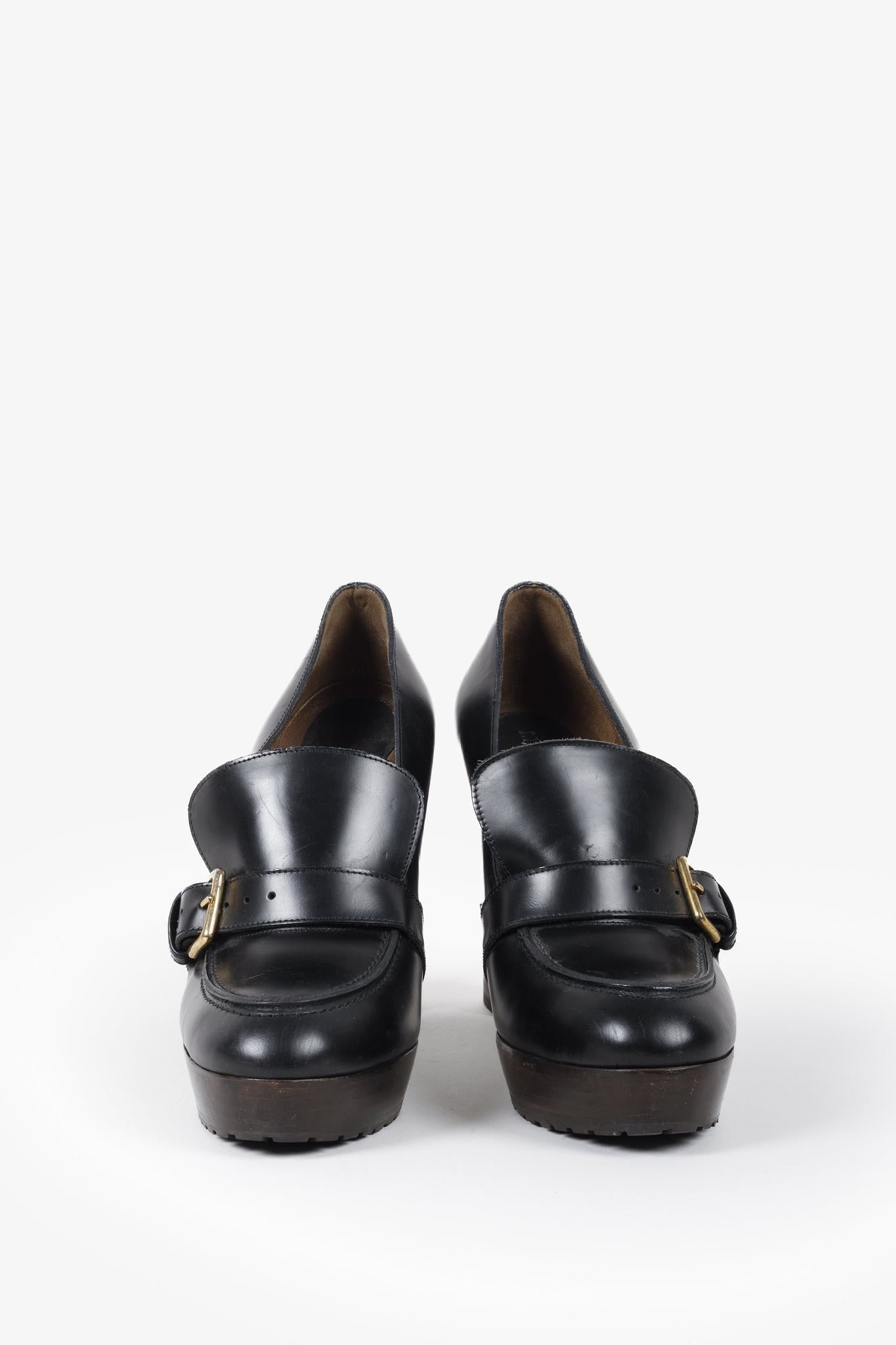 Marni Black Platform Buckle Loafer Pumps