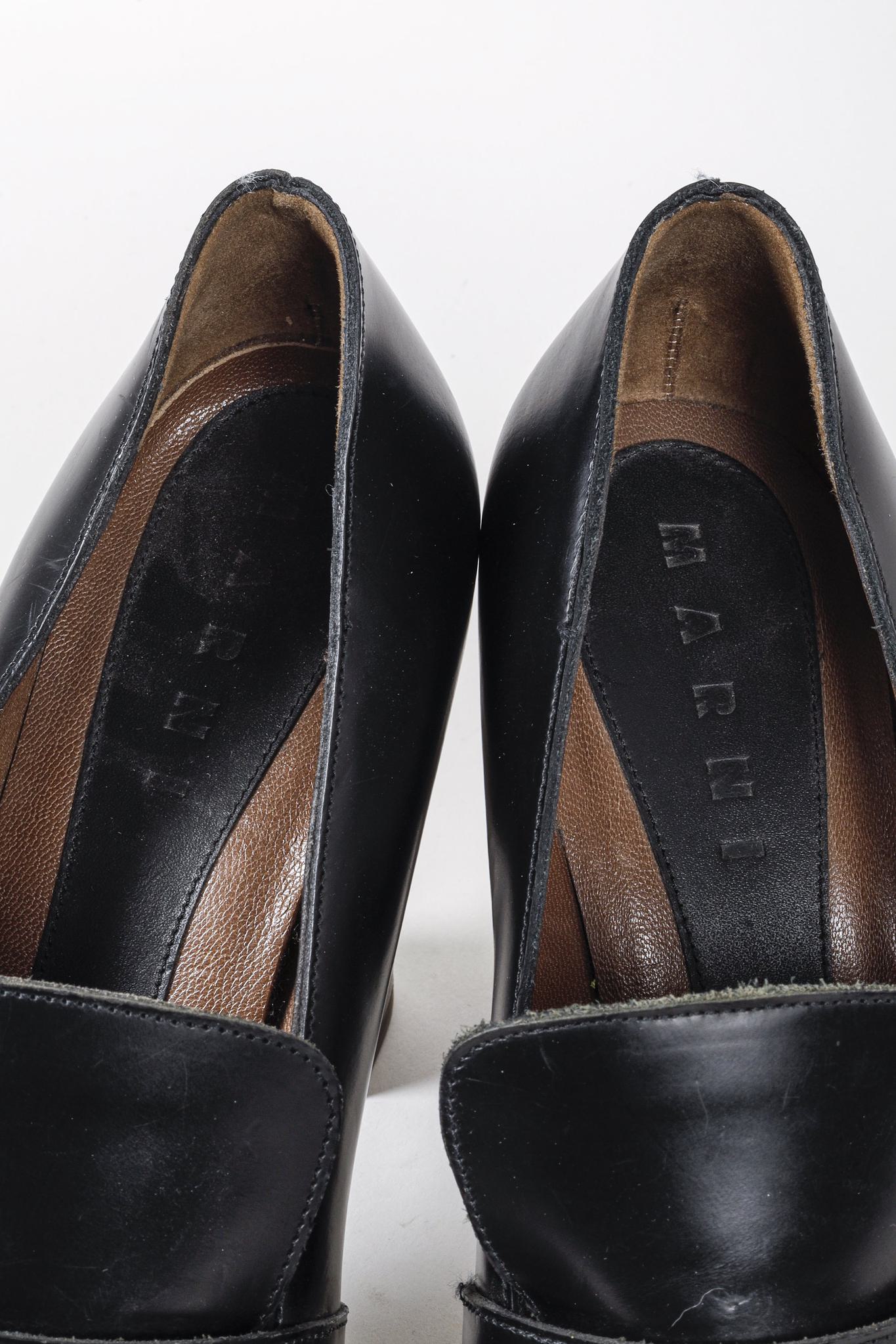 Marni Black Platform Buckle Loafer Pumps