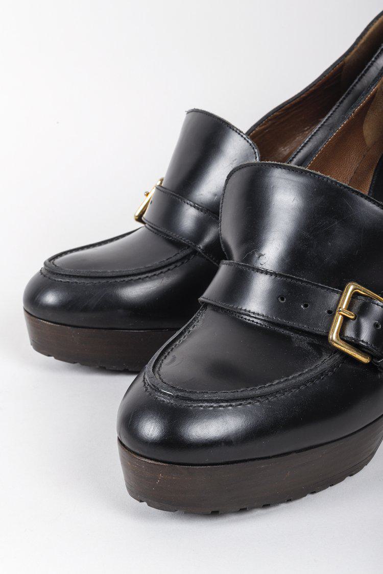 Marni Black Platform Buckle Loafer Pumps