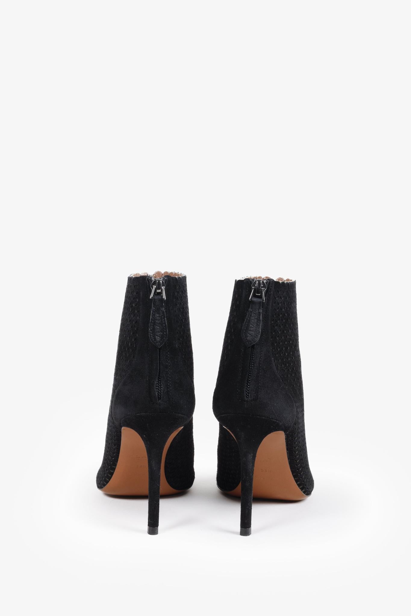 Alaïa Black Suede Cut Out Ankle Booties