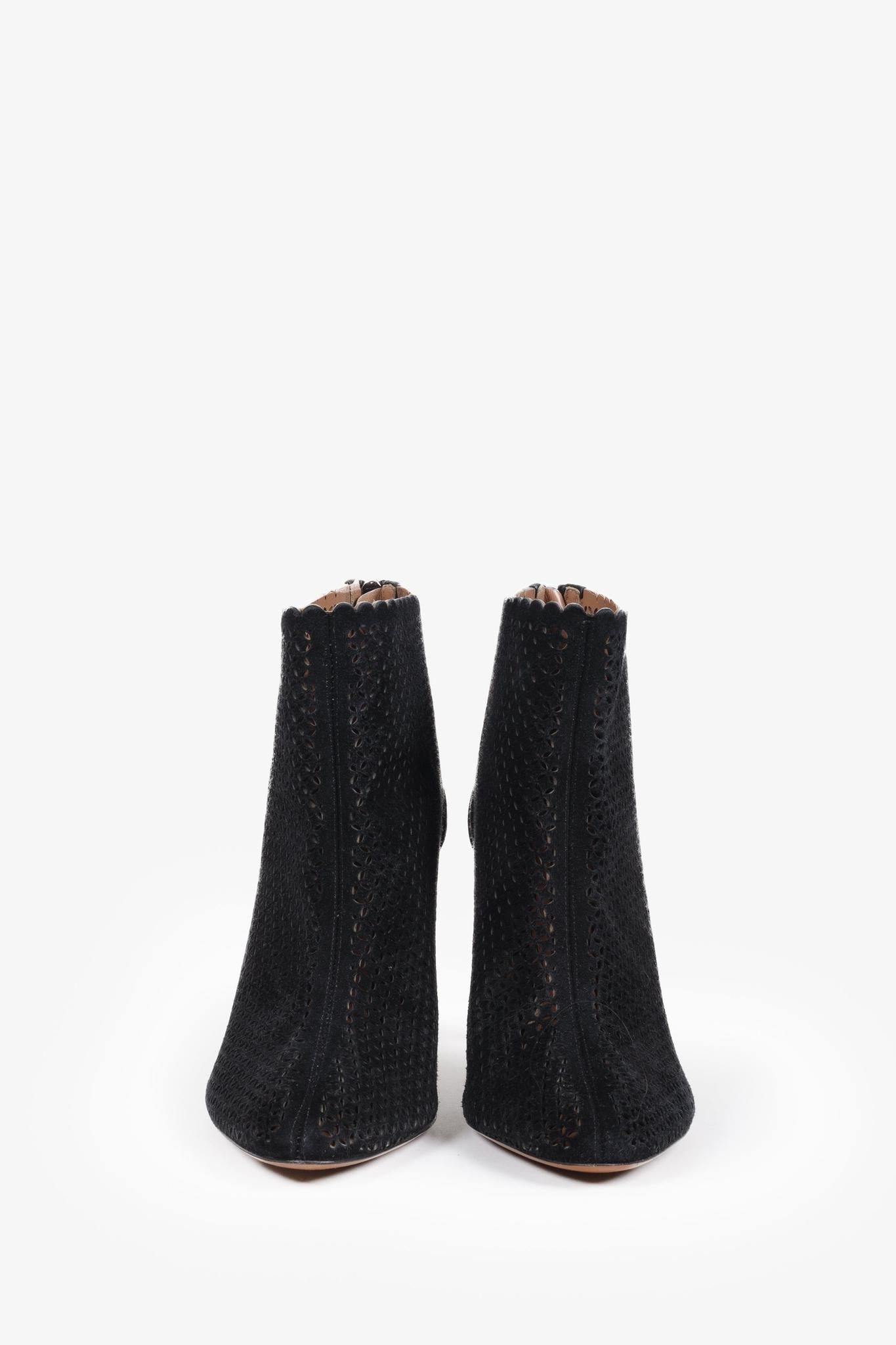 Alaïa Black Suede Cut Out Ankle Booties