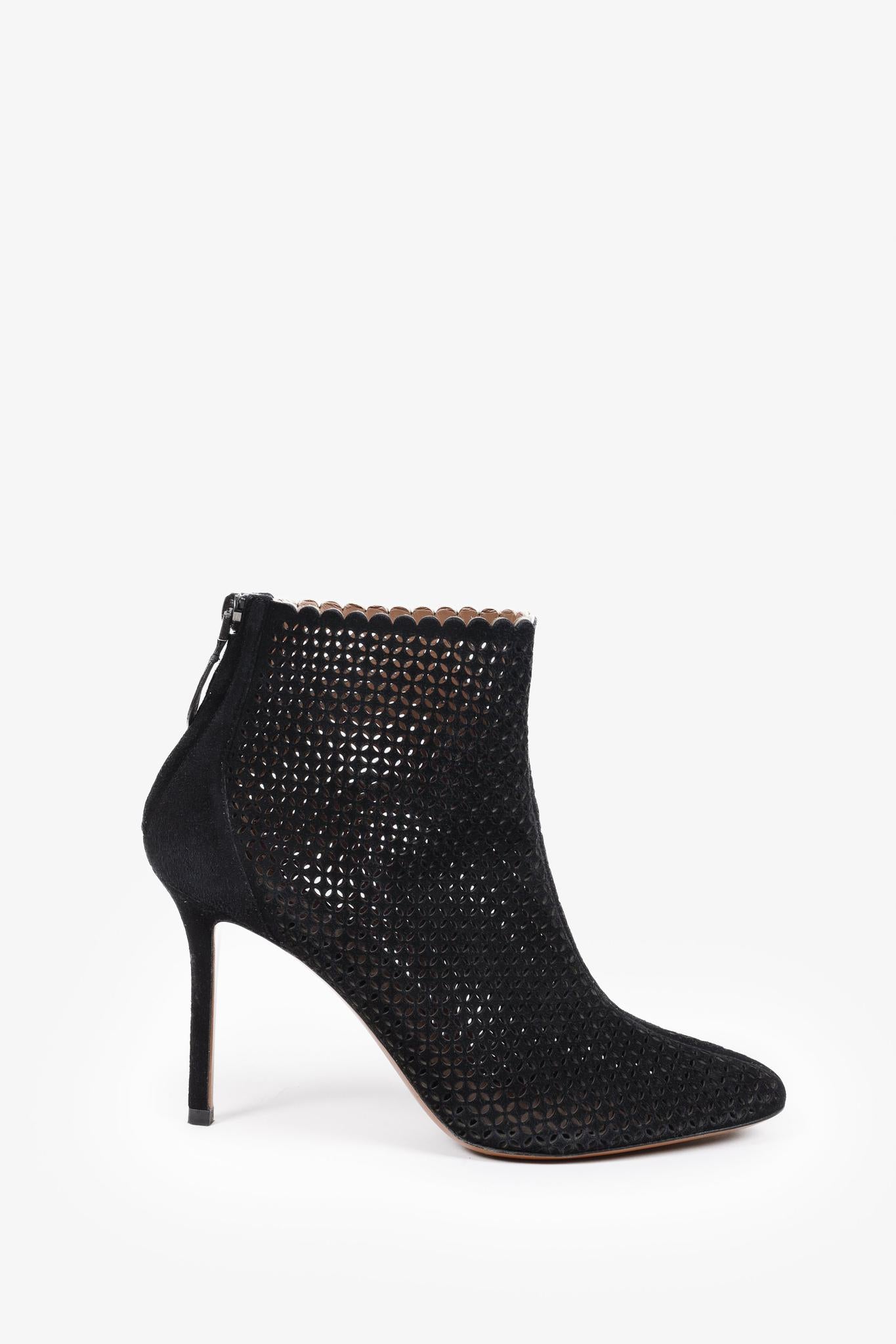 Alaïa Black Suede Cut Out Ankle Booties