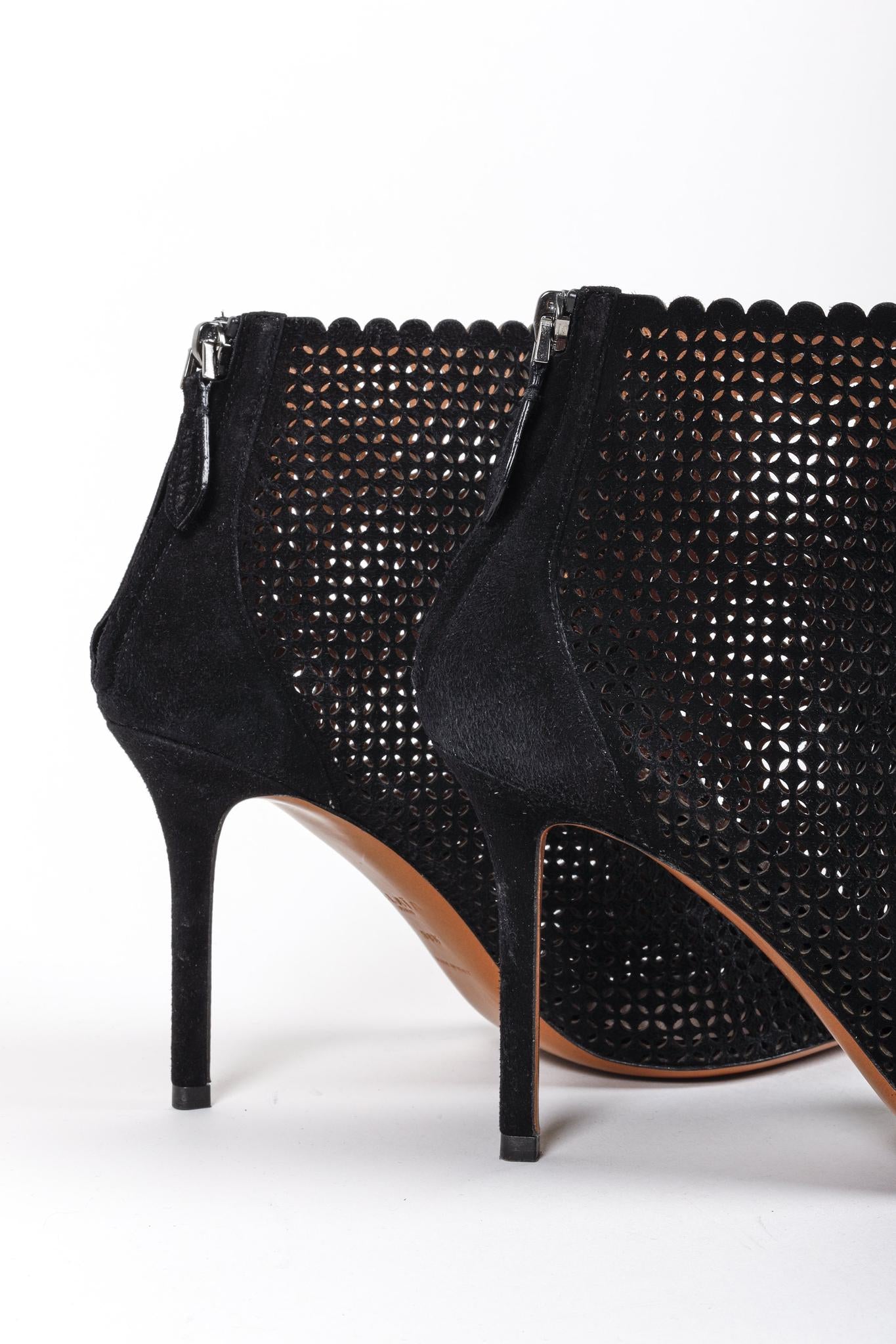 Alaïa Black Suede Cut Out Ankle Booties