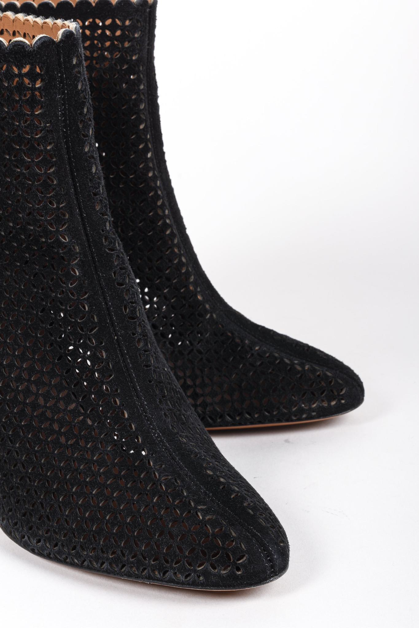 Alaïa Black Suede Cut Out Ankle Booties