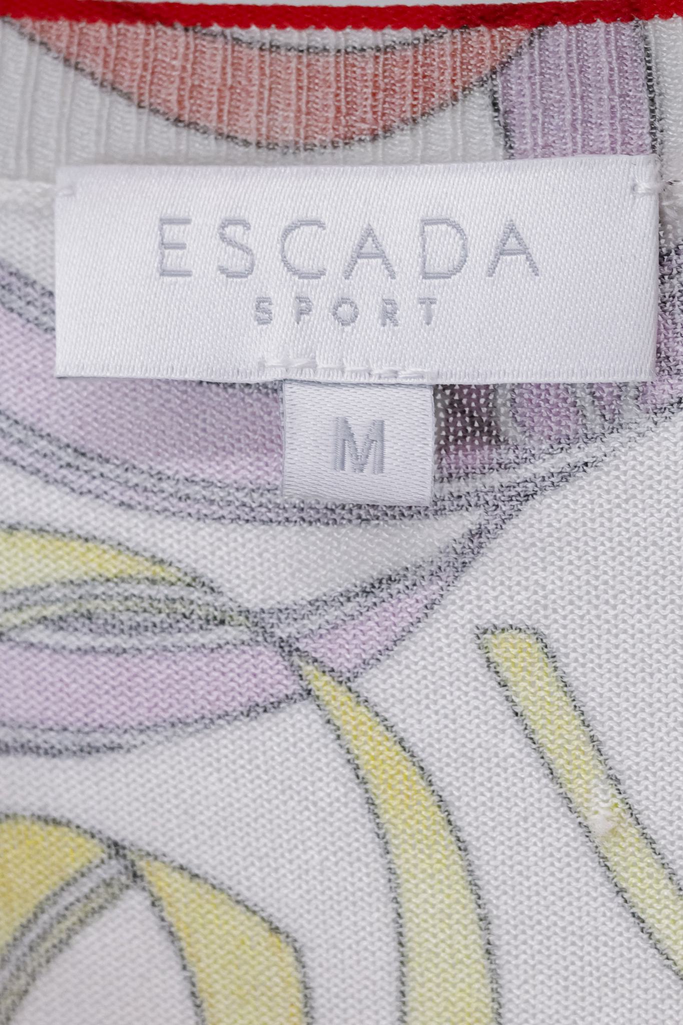 Escada Sport Saigula Open White Multicolor Printed Knit Cardigan