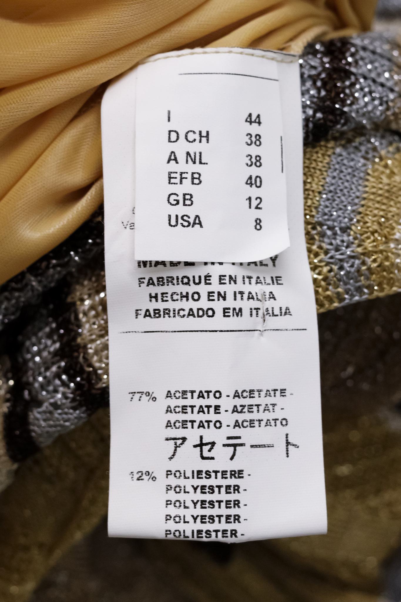 M Missoni Metallic Gold Zig-Zag Mini Dress