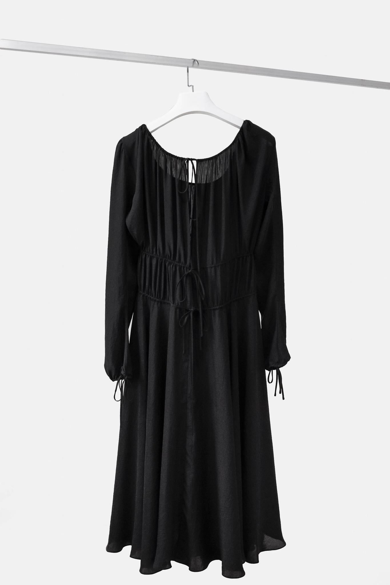 Juan Carlos Obando Black Off-the-Shoulder Midi Dress