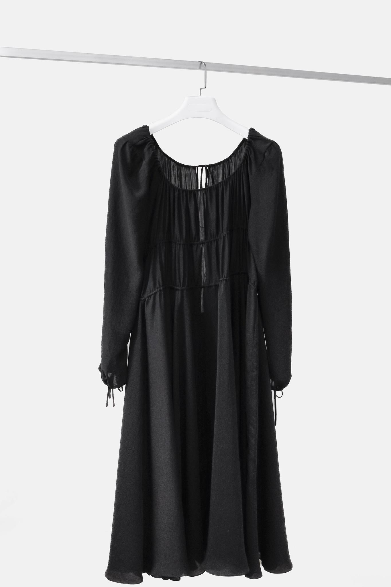 Juan Carlos Obando Black Off-the-Shoulder Midi Dress