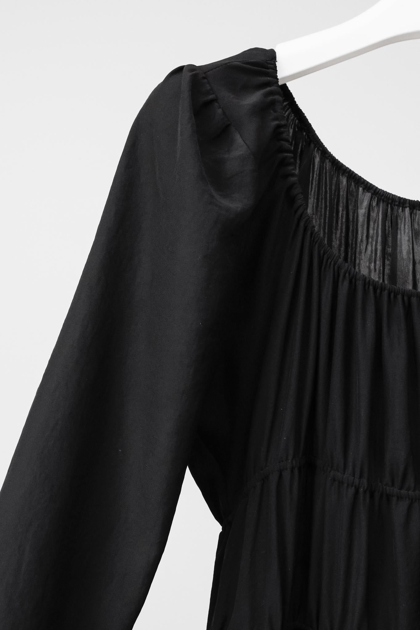 Juan Carlos Obando Black Off-the-Shoulder Midi Dress