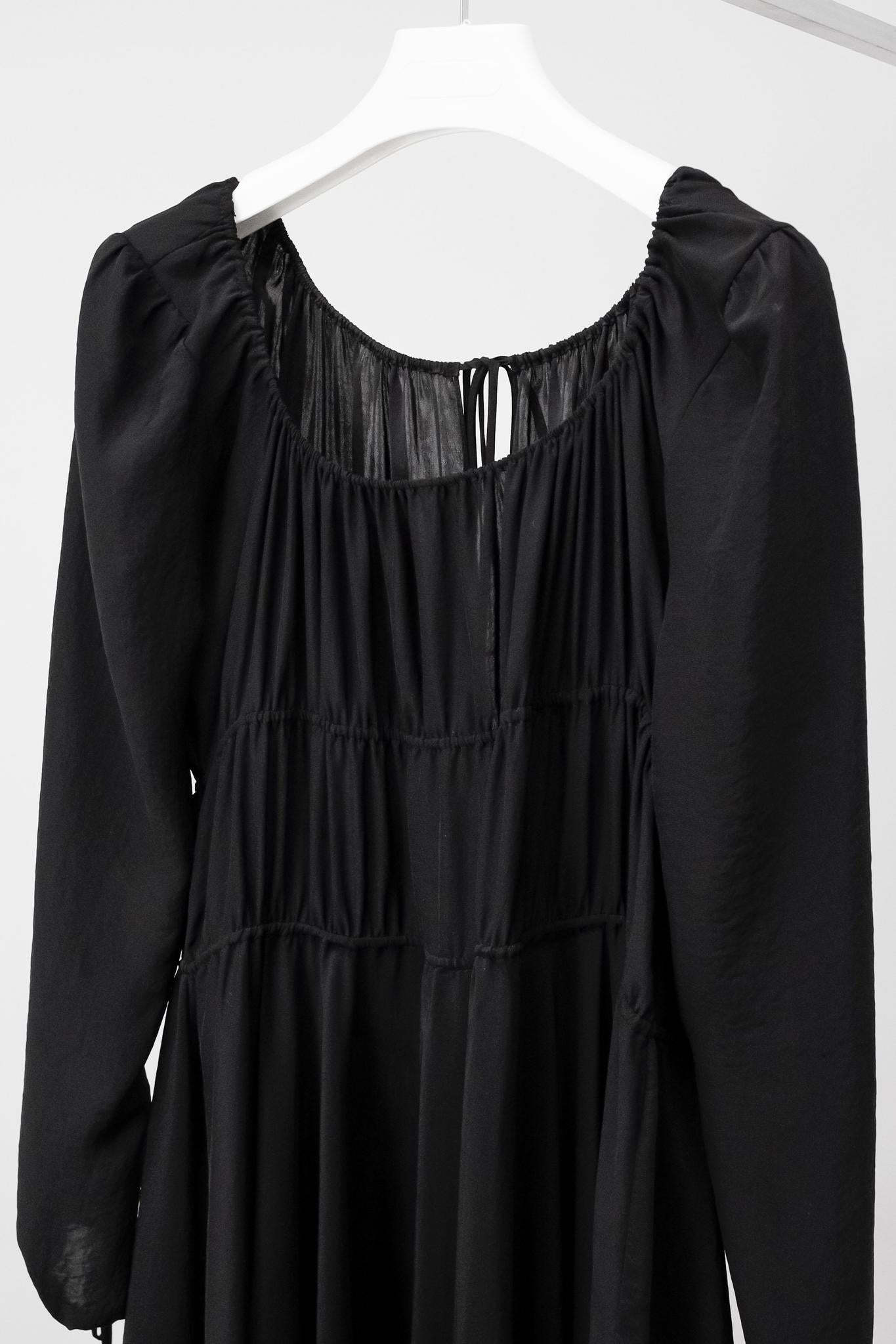 Juan Carlos Obando Black Off-the-Shoulder Midi Dress