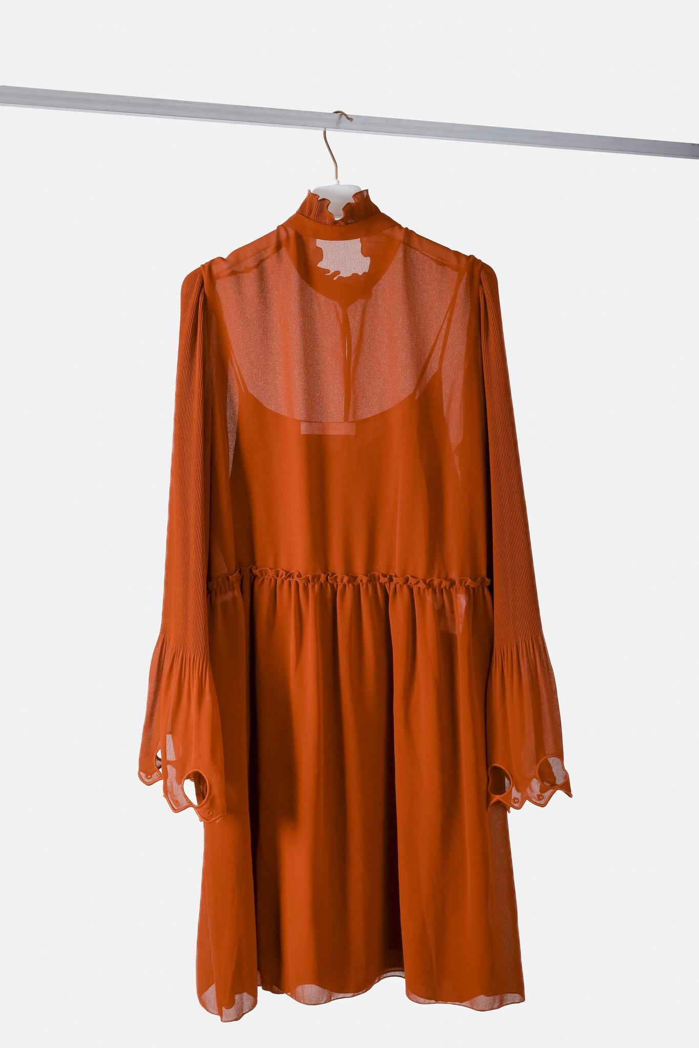 See By Chloé PF/19 Earthy Red Embellished Georgette Dress