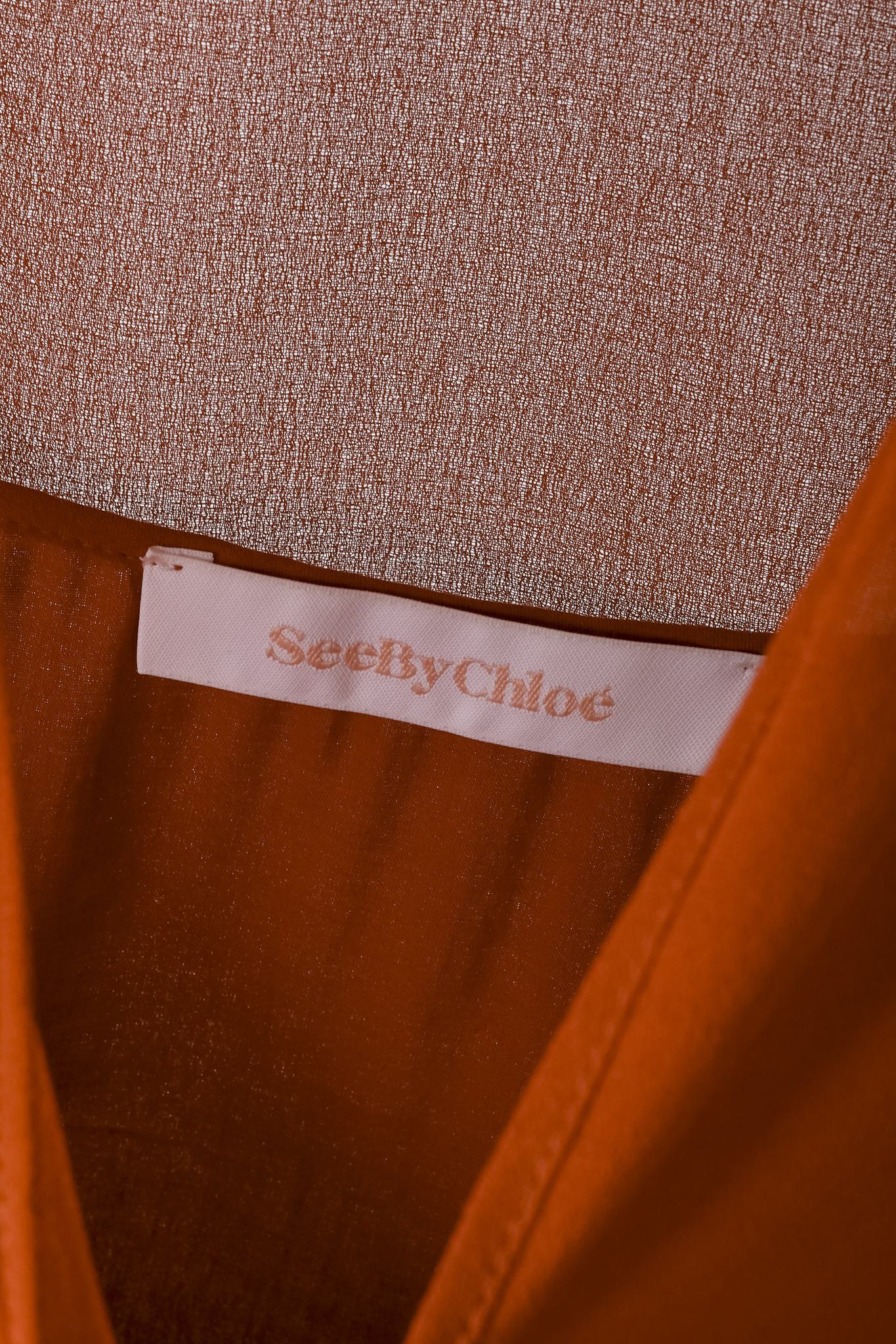 See By Chloé PF/19 Earthy Red Embellished Georgette Dress