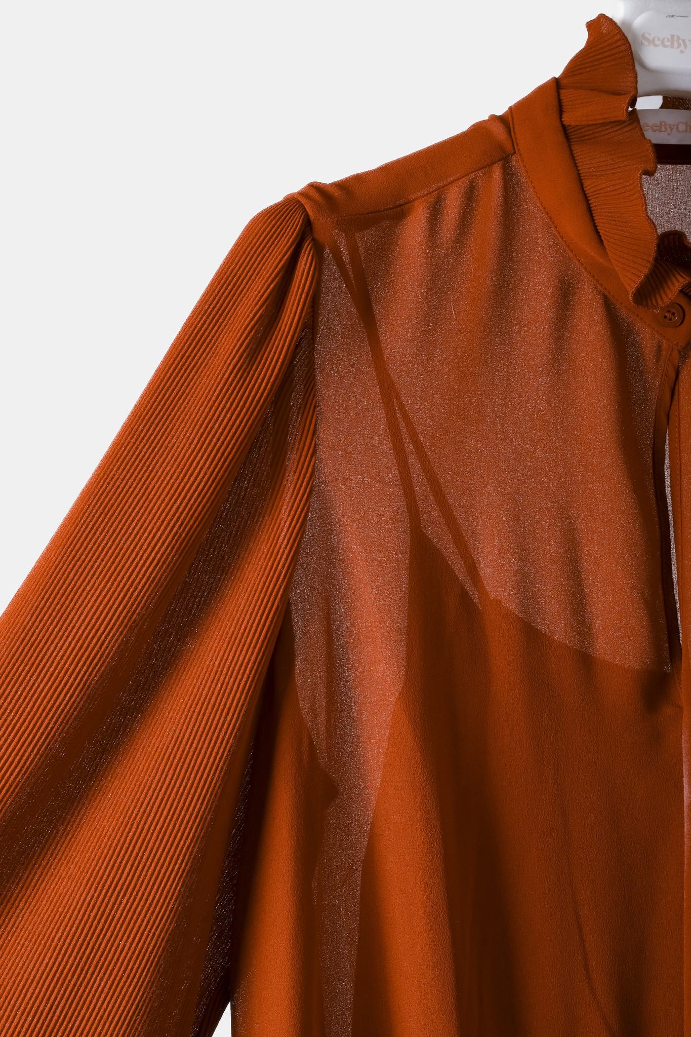See By Chloé PF/19 Earthy Red Embellished Georgette Dress