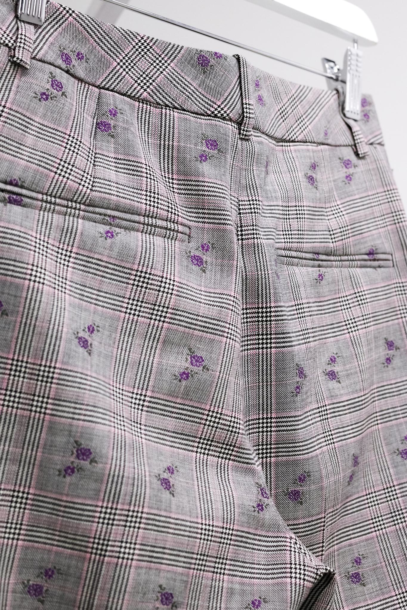 Altuzarra Adler Floral-Embroidered Prince of Wales Check Trousers