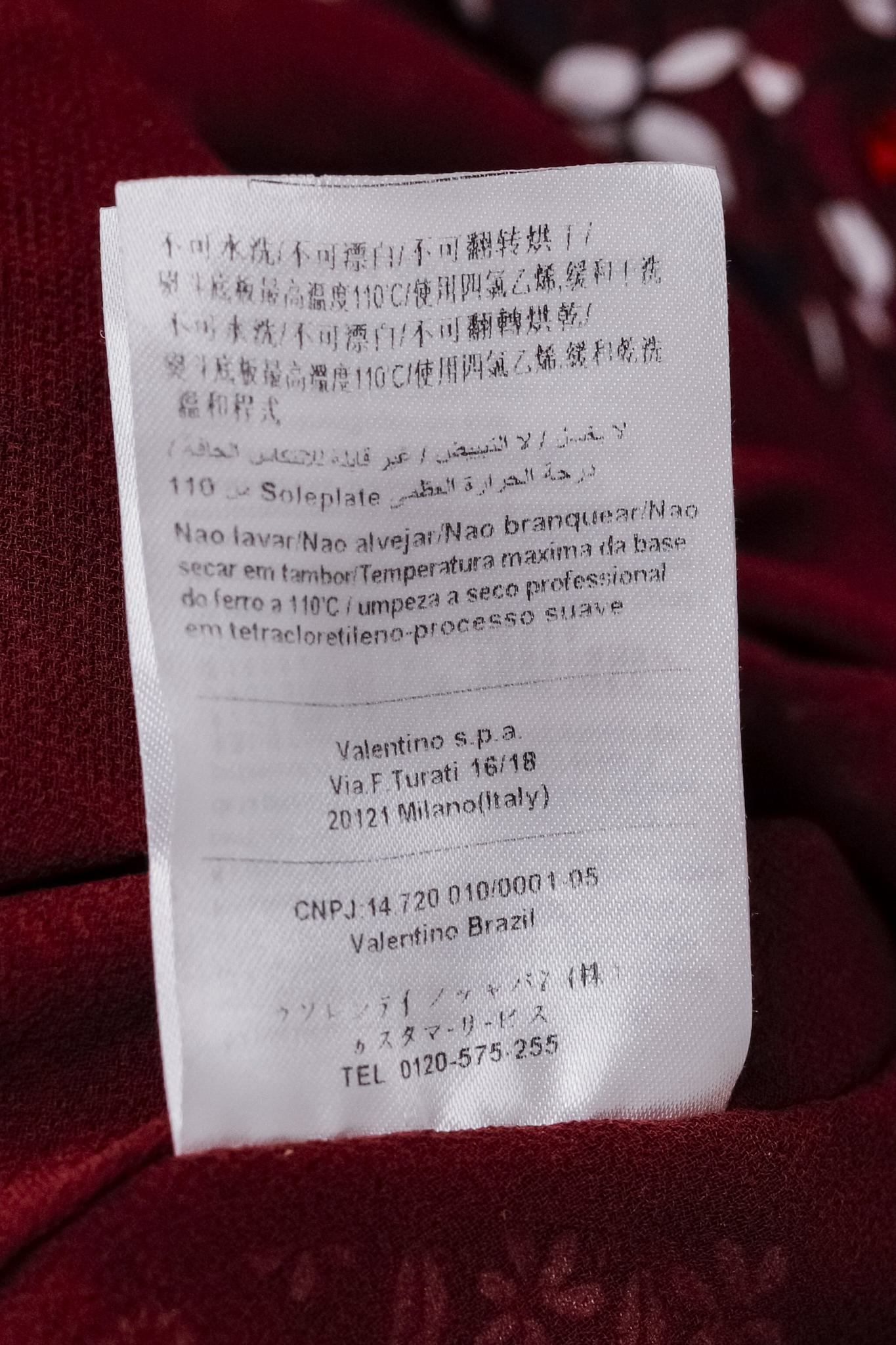 Valentino Burgundy Floral Silk Midi Dress