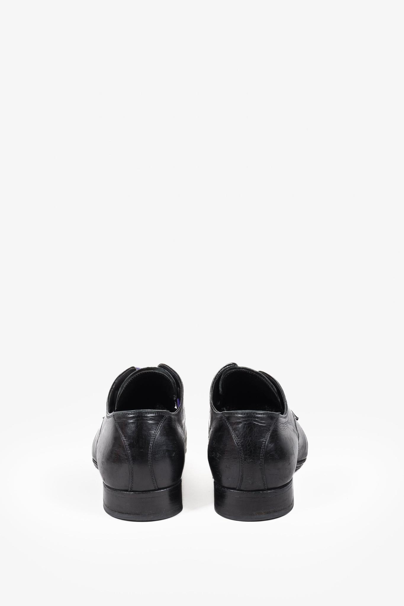 N.D.C. Made By Hand Black Pointed Toe Leather Derby Shoe